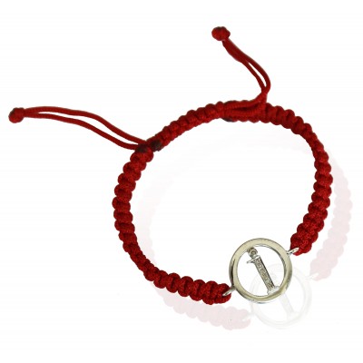 Lower Case Alphabets Bracelet with Diamonds in Silver on Size Adjustable Nylon Thread
